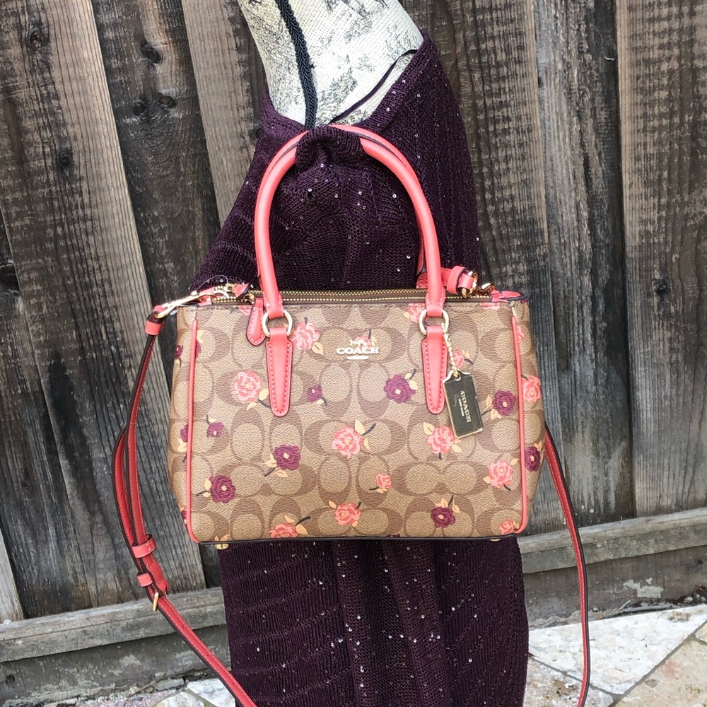 NWT Coach Peony floral Mini Surrey Satchel - Picture 6 of 8